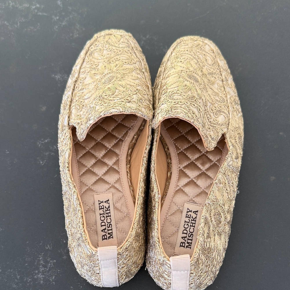 Badgley Mischka Luxurious Gold Loafers